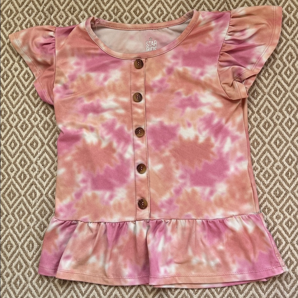 Star Aire Pink and Orange Tie-Dye Kids Blouse
